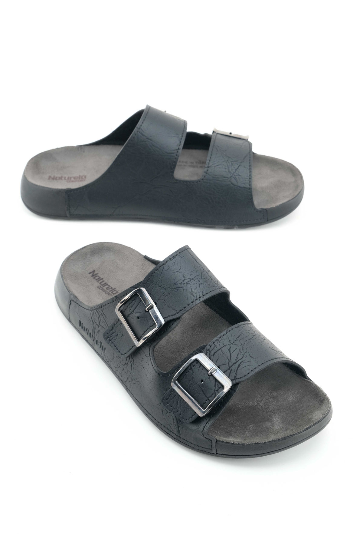 Naturela Comfort Erkek Yazlık Suni Deri Çift Toka Ayarlanabilir Rahat Taban Günlük Terlik - Görsel 2