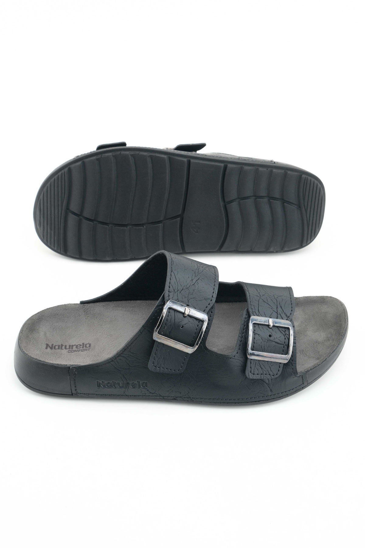 Naturela Comfort Erkek Yazlık Suni Deri Çift Toka Ayarlanabilir Rahat Taban Günlük Terlik - Görsel 6