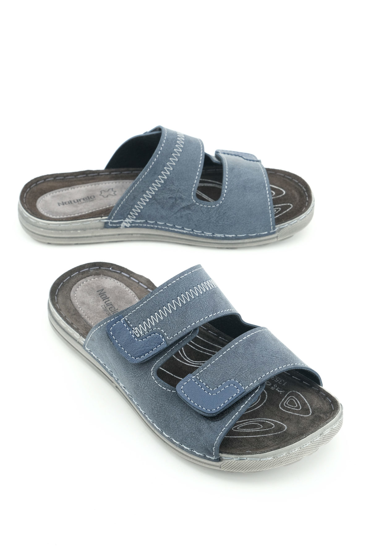 Naturela Comfort Erkek Yazlık İç Taban Hakiki Deri Çift Cırtlı Ayarlanabilir Rahat Taban Günlük Terlik - Görsel 2