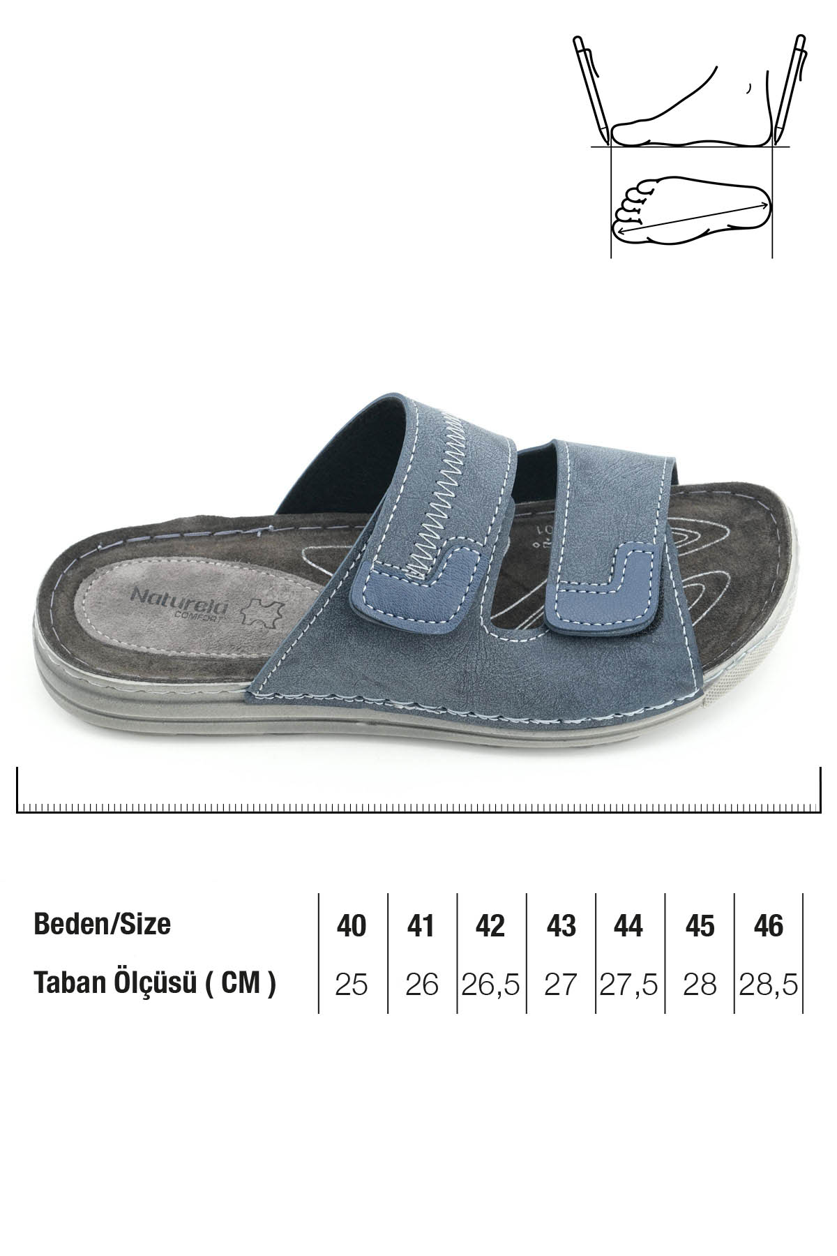 Naturela Comfort Erkek Yazlık İç Taban Hakiki Deri Çift Cırtlı Ayarlanabilir Rahat Taban Günlük Terlik - Görsel 3