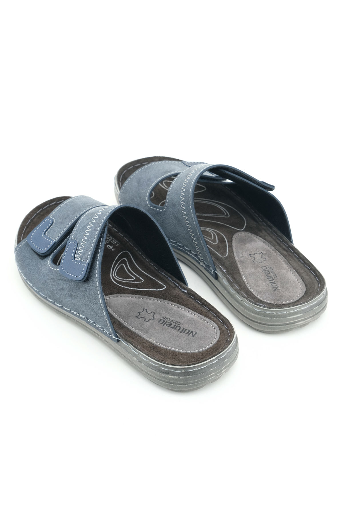 Naturela Comfort Erkek Yazlık İç Taban Hakiki Deri Çift Cırtlı Ayarlanabilir Rahat Taban Günlük Terlik - Görsel 5