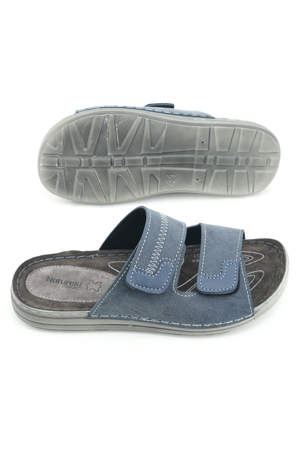 Naturela Comfort Erkek Yazlık İç Taban Hakiki Deri Çift Cırtlı Ayarlanabilir Rahat Taban Günlük Terlik - Görsel 6