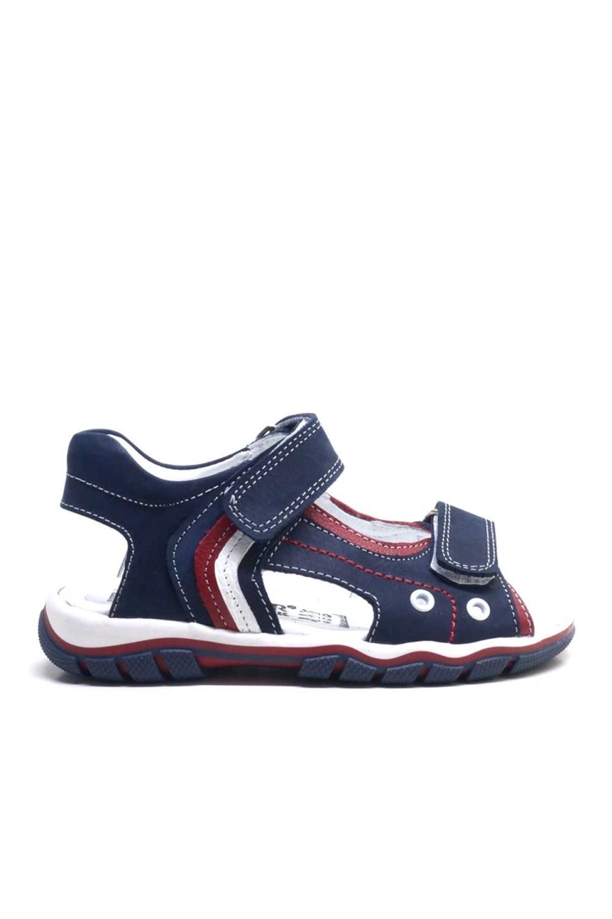Hakiki Deri Lacivert Cırtlı Erkek Çocuk Sandalet - Görsel 3