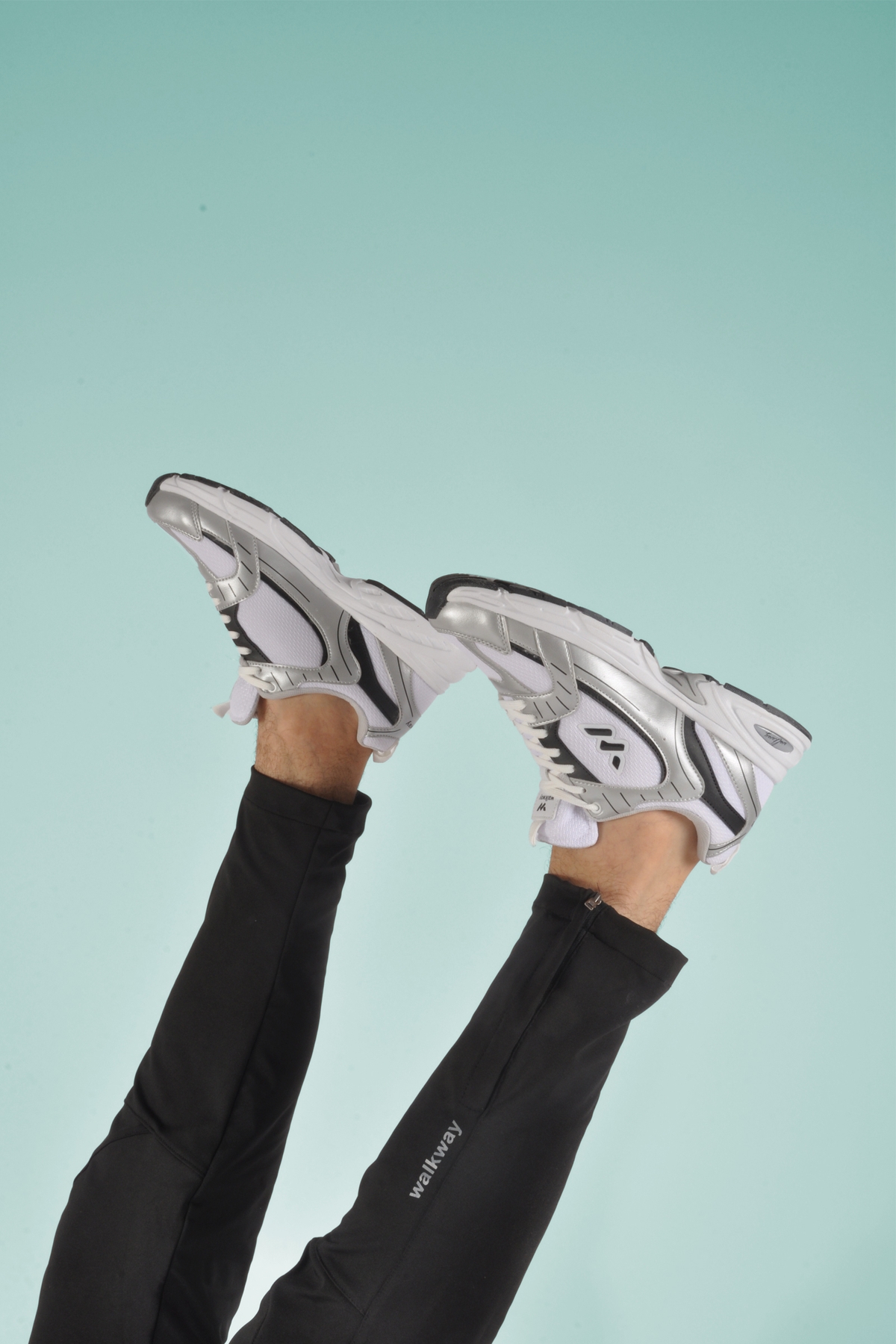 Beyaz Siyah Fileli Erkek Spor Ayakkabı - Görsel 4