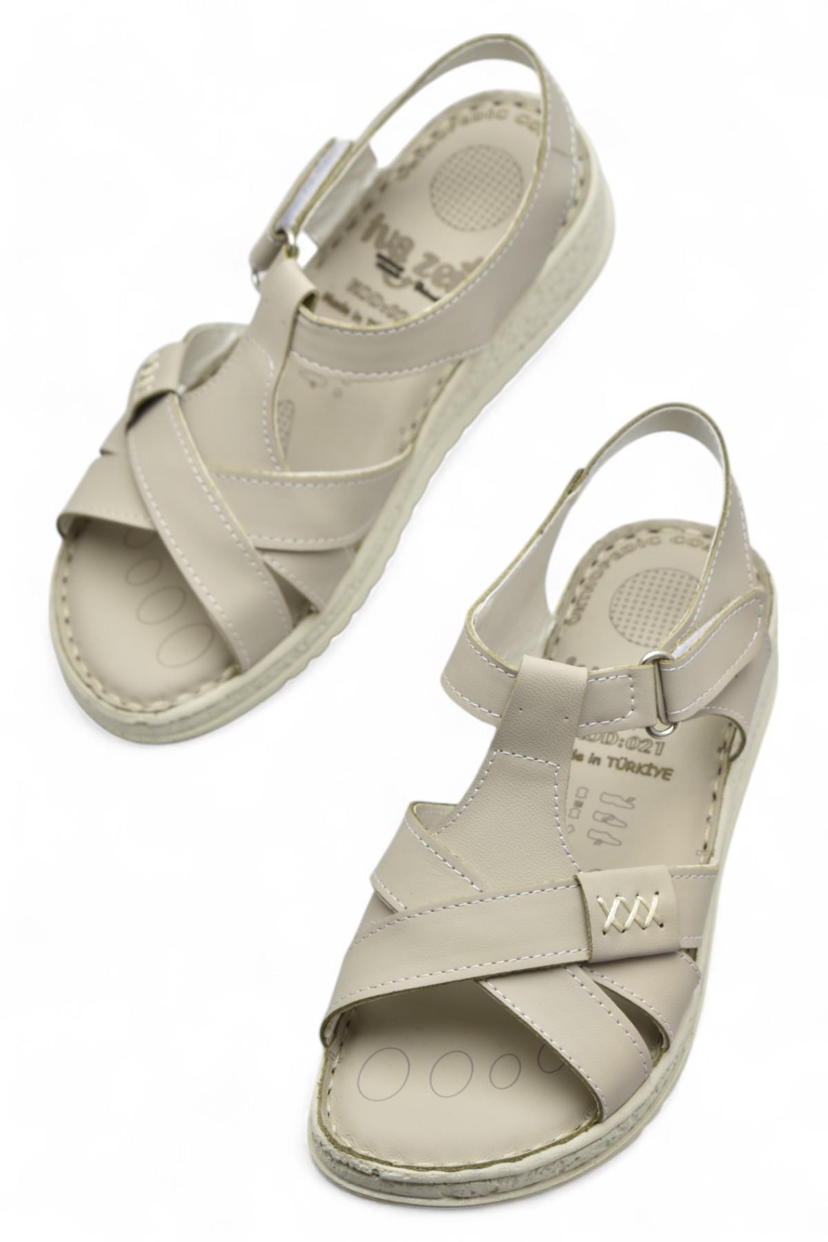 8149 TAM ORTOPEDİK Hakiki Deri Kadın Sandalet Deri Sandalet İvazn - Görsel 3