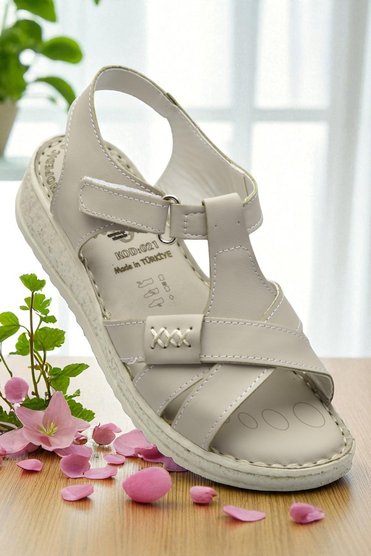 8149 TAM ORTOPEDİK Hakiki Deri Kadın Sandalet Deri Sandalet İvazn - Görsel 5