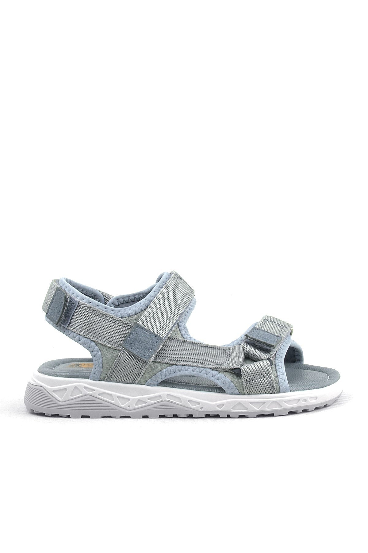 Gri Kordon Detaylı Konfor Tabanlı Cırtlı Çocuk Sandalet - Görsel 3