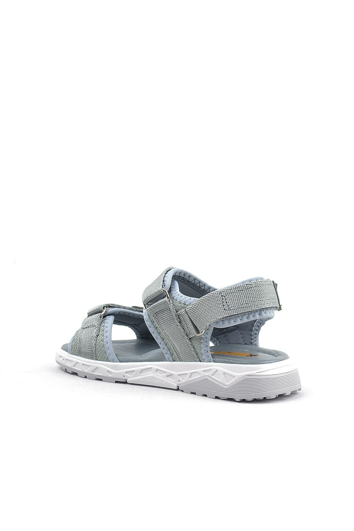 Gri Kordon Detaylı Konfor Tabanlı Cırtlı Çocuk Sandalet - Görsel 4
