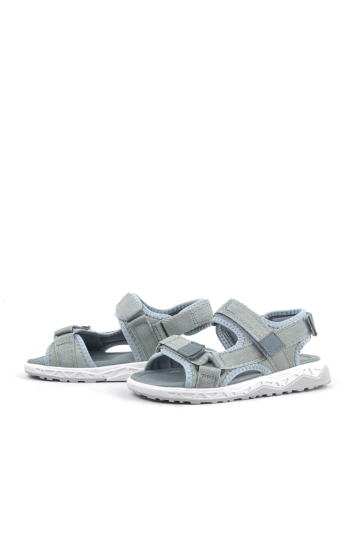 Gri Kordon Detaylı Konfor Tabanlı Cırtlı Çocuk Sandalet - Görsel 6