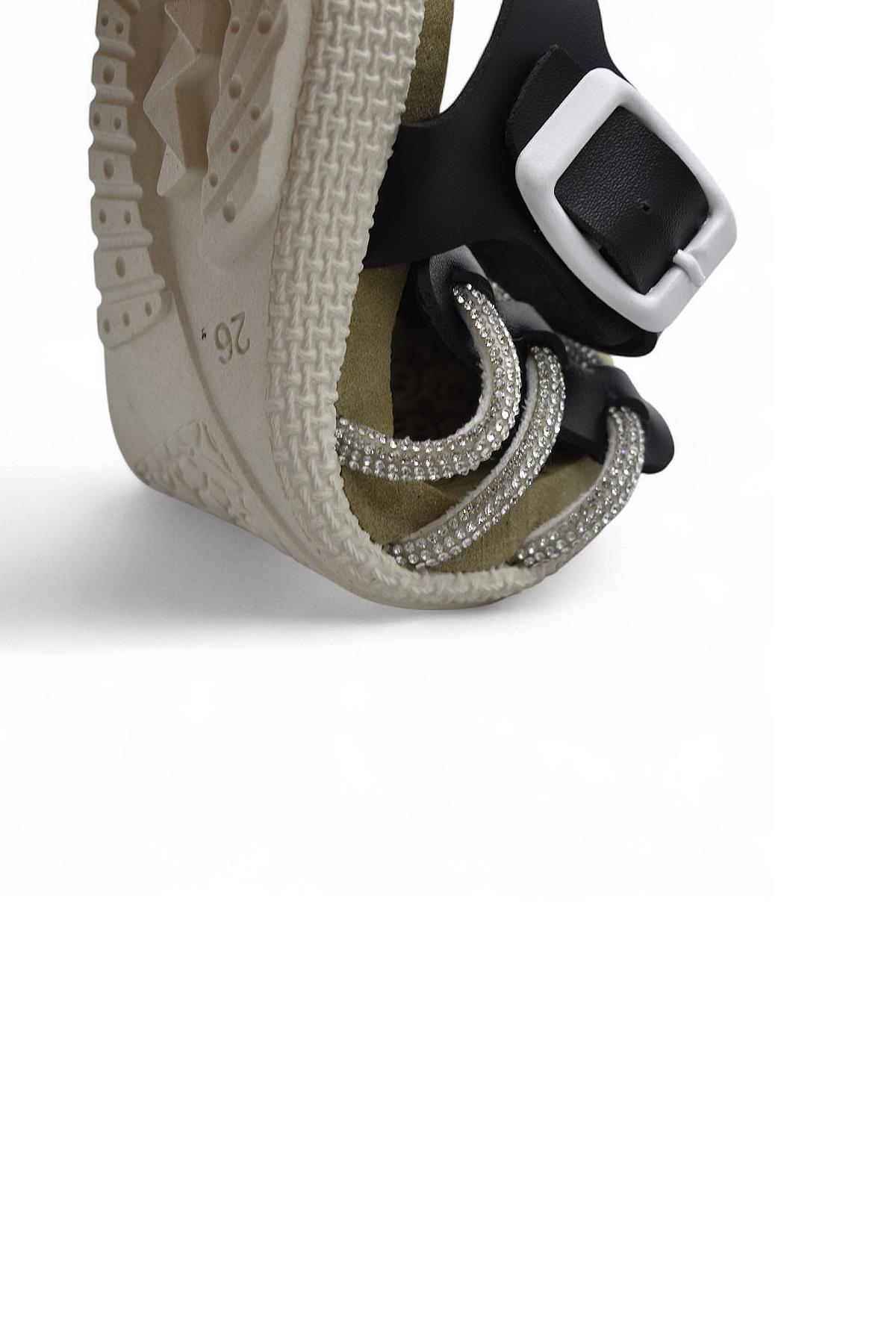 8454 Rahat Taban Kız Çocuk Sandalet Terlik Çocuk Taşlı Sandalet - Görsel 4