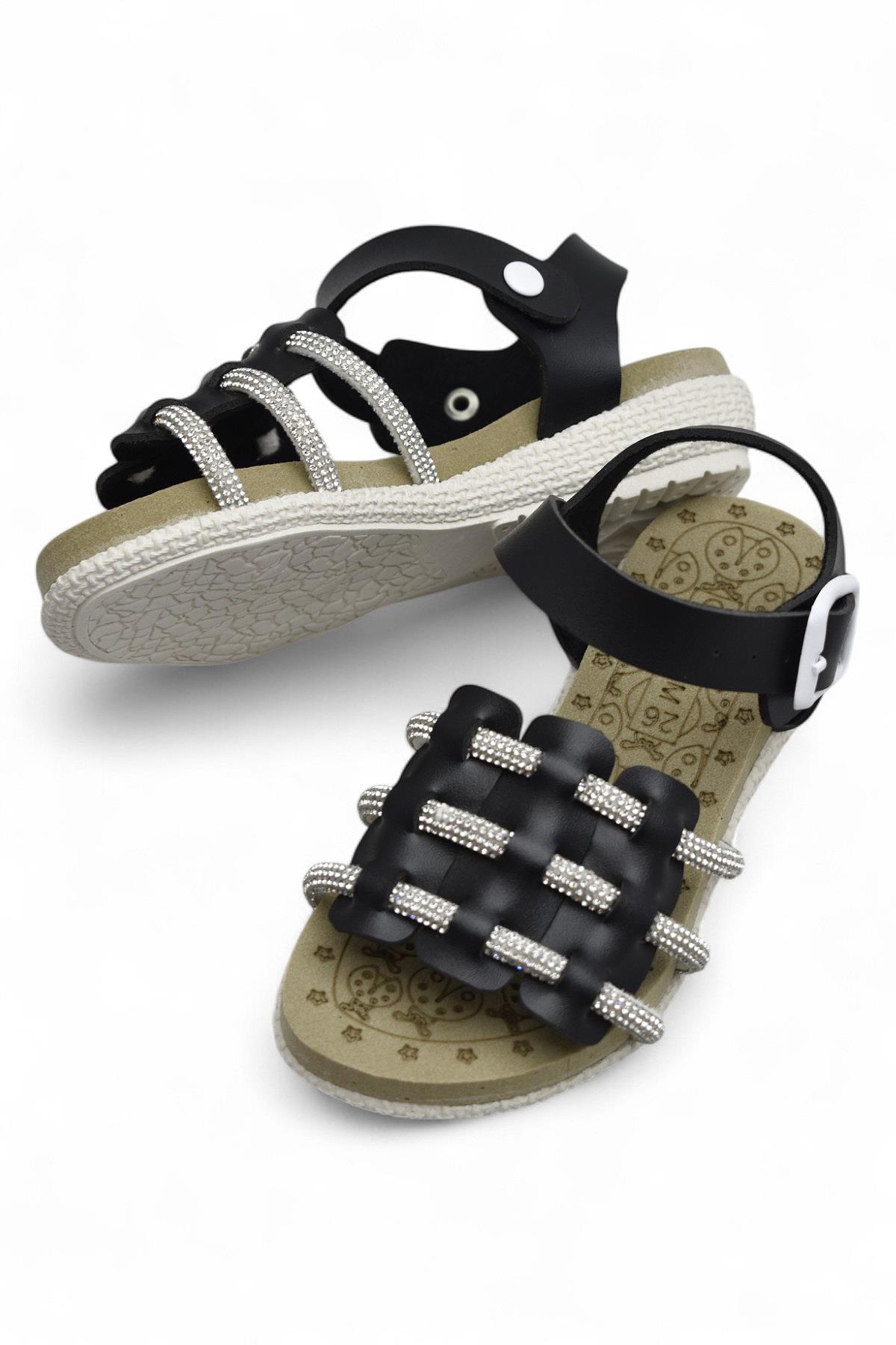 8454 Rahat Taban Kız Çocuk Sandalet Terlik Çocuk Taşlı Sandalet - Görsel 5