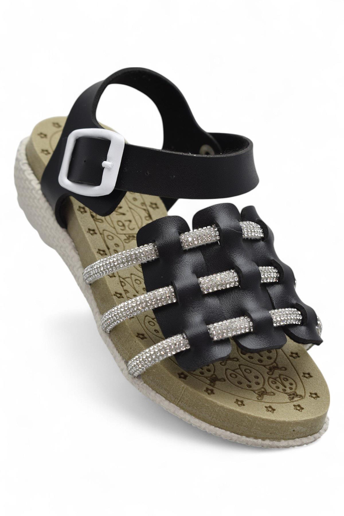8454 Rahat Taban Kız Çocuk Sandalet Terlik Çocuk Taşlı Sandalet - Görsel 6