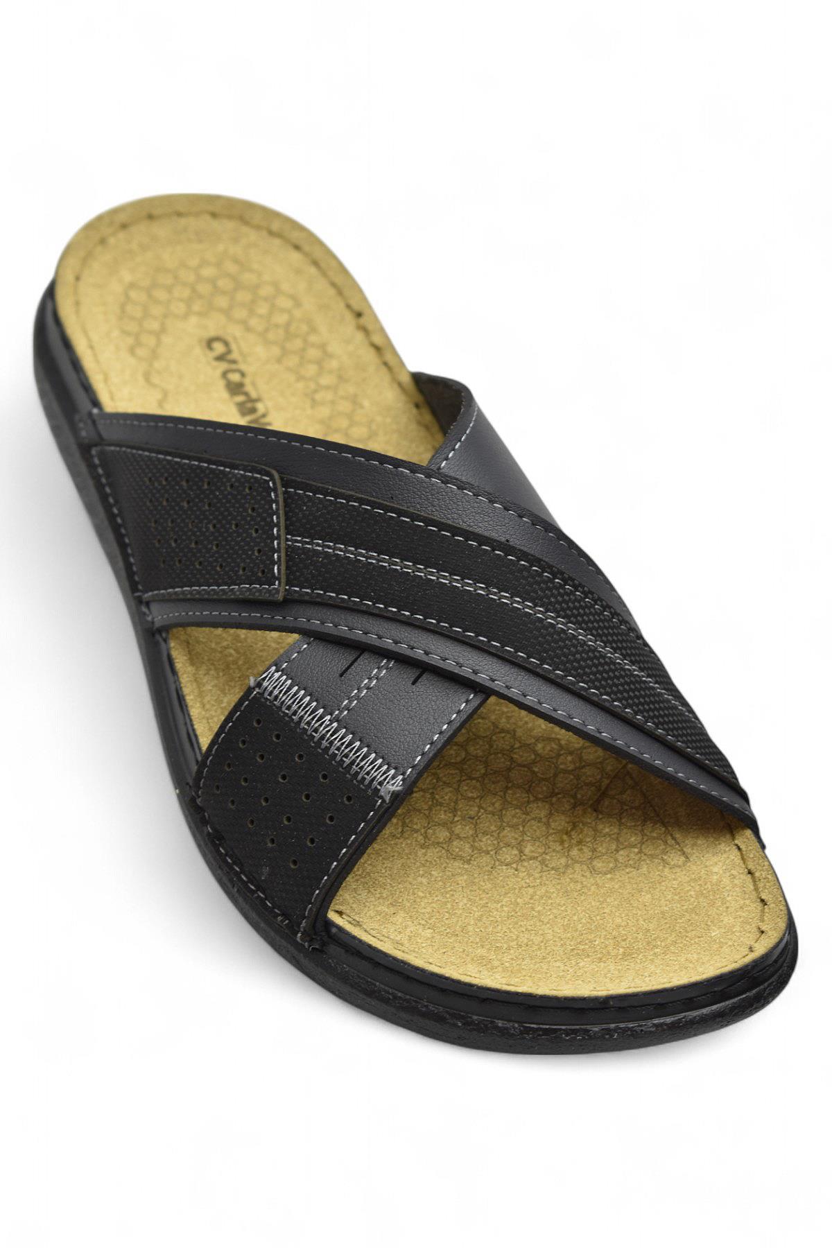 171202 Ortopedik Taban Erkek Terlik Erkek Cırtlı Terlik Sandalet - Görsel 2