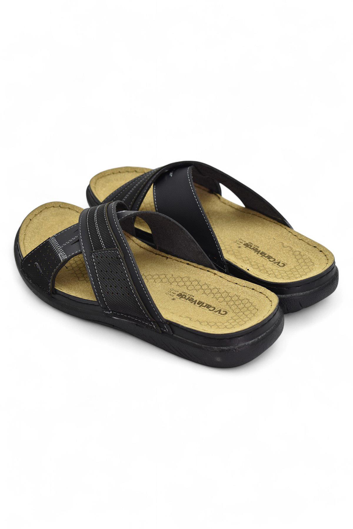 171202 Ortopedik Taban Erkek Terlik Erkek Cırtlı Terlik Sandalet - Görsel 6