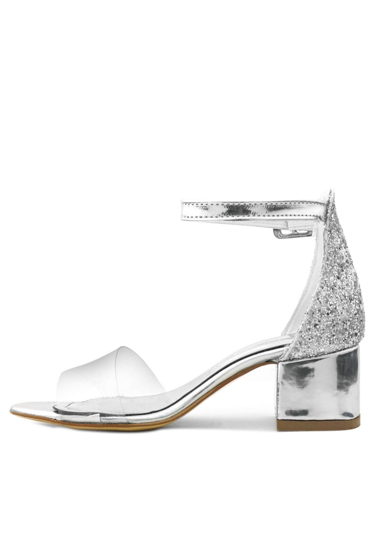 Luisa Gümüş Şeffaf Tek Bantlı Kız Çocuk Abiye Ayakkabı - Görsel 6