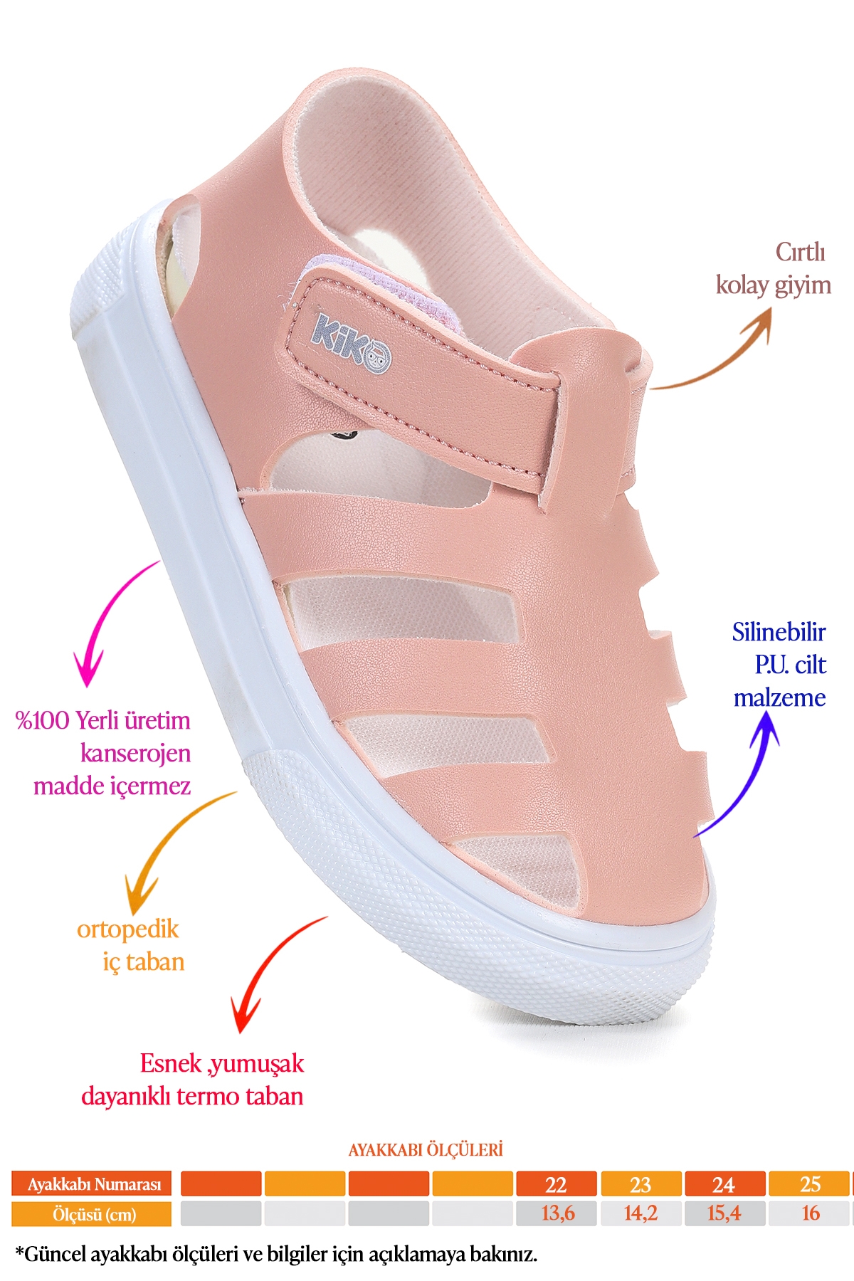 Limba Cırtlı Kız Bebek Sandalet Pudra - Görsel 3