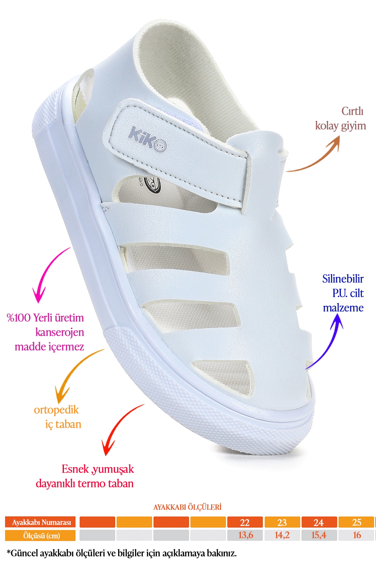 Limba Cırtlı Kız Bebek Sandalet Beyaz - Görsel 3