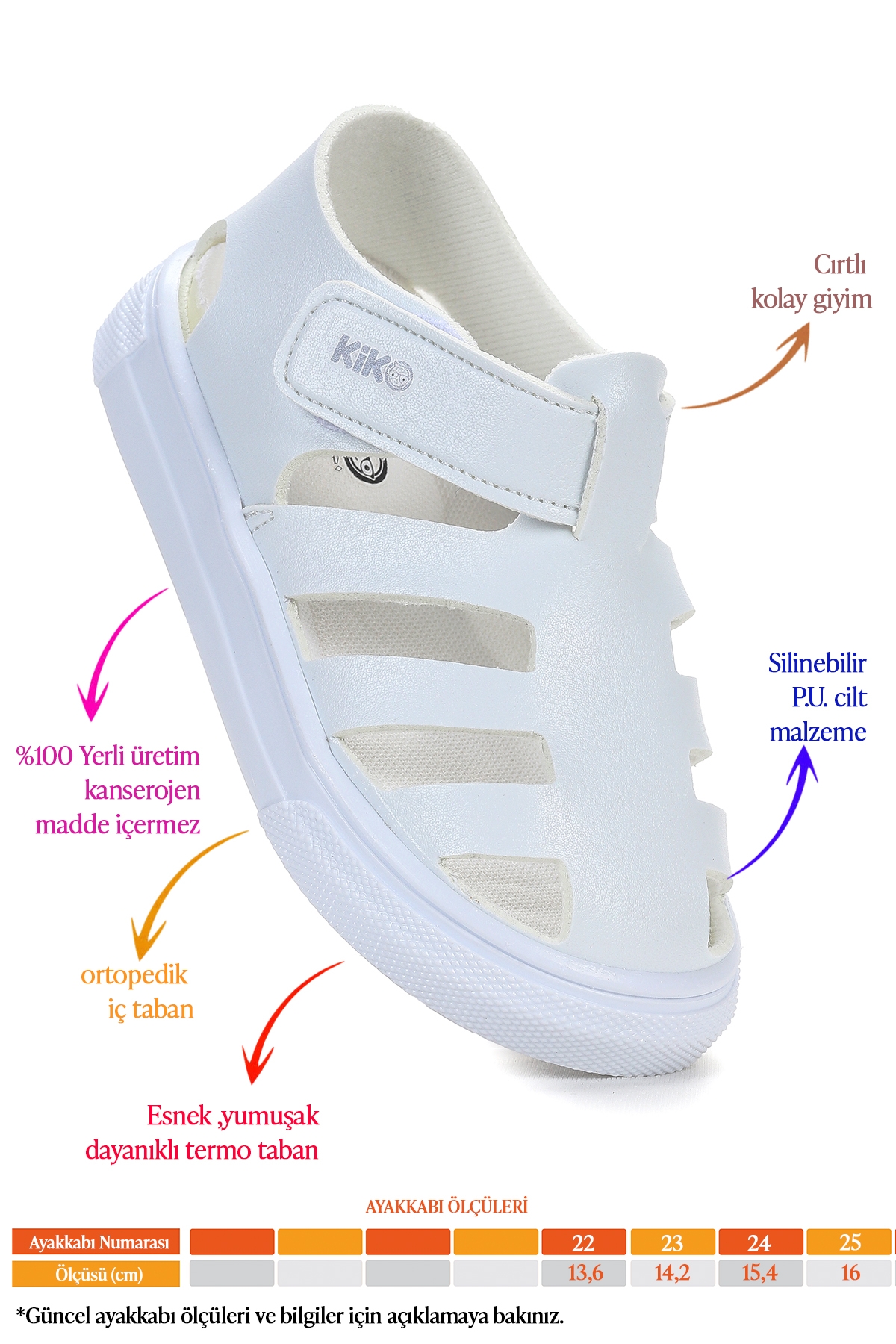 Limba Cırtlı Erkek Bebek Sandalet Beyaz - Görsel 3