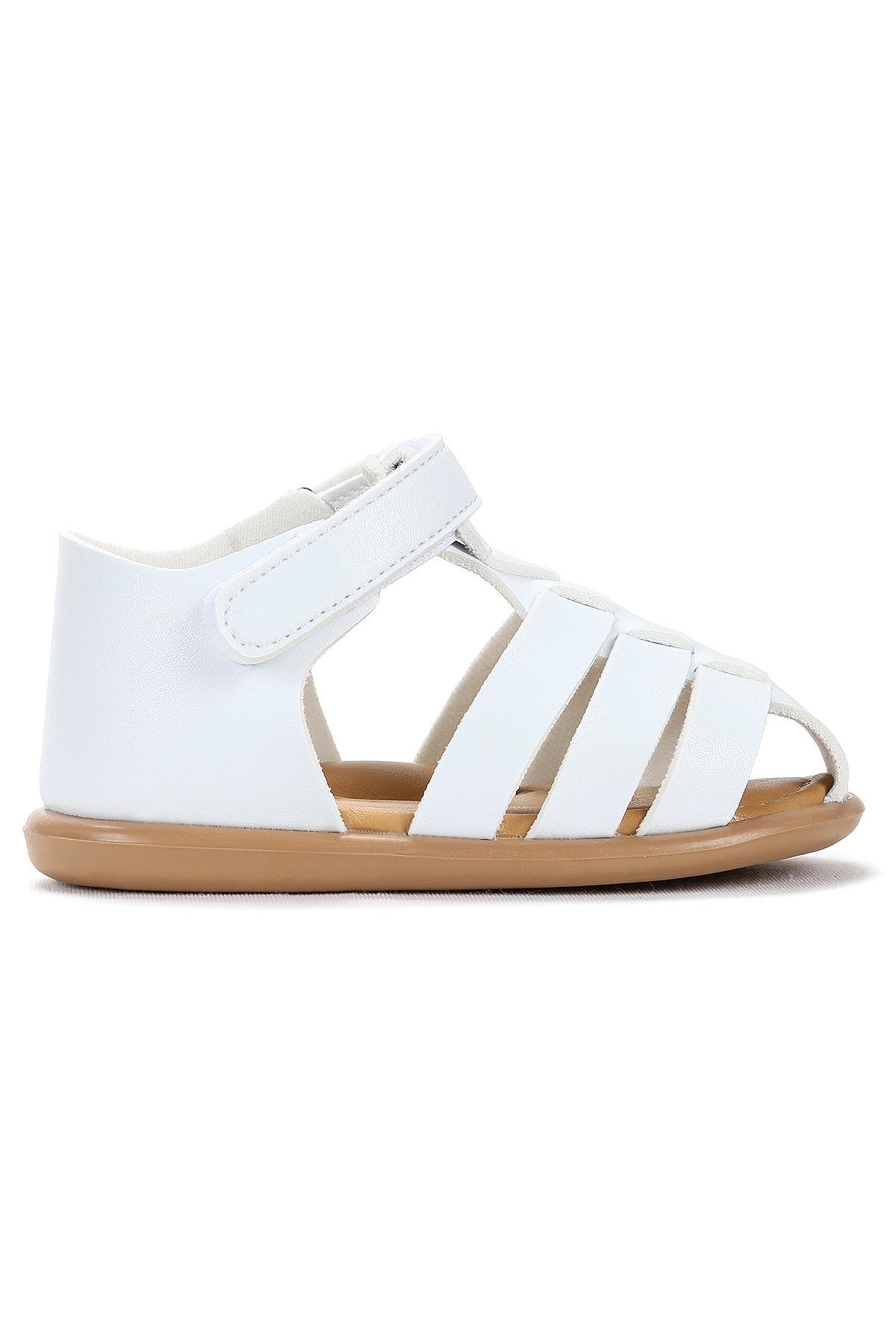 Lonpe İlk Adım Cırtlı Erkek Bebek Sandalet Beyaz - Görsel 2