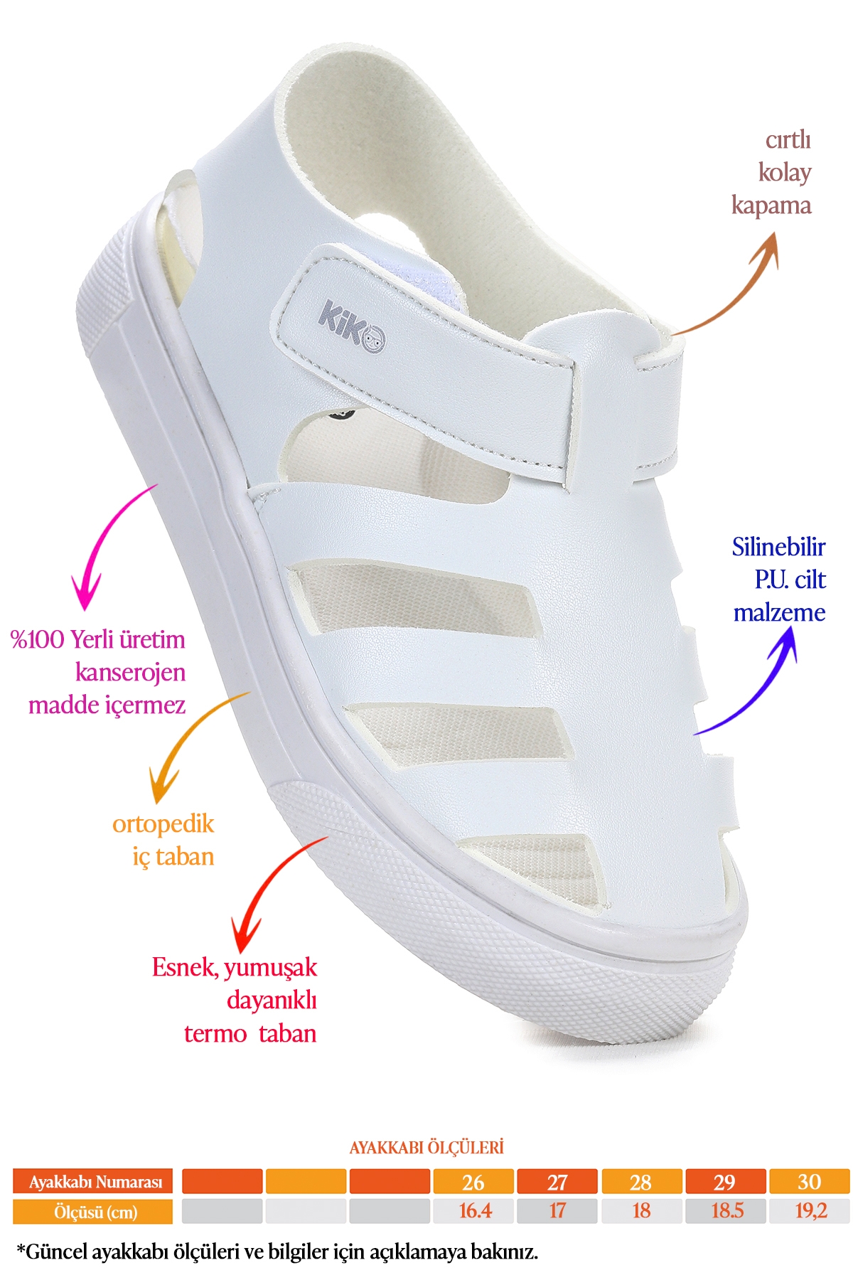 Limba Cırtlı Kız Çocuk Sandalet Beyaz - Görsel 3