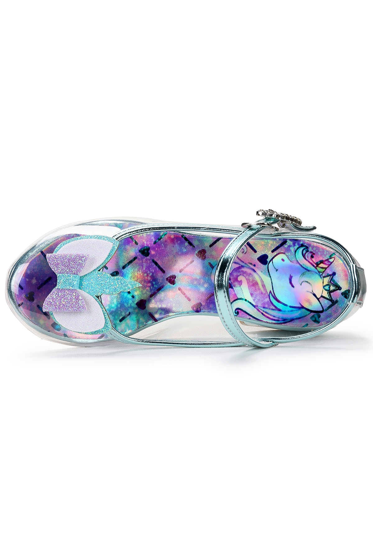 Unicorn Kız Çocuk Topuklu Abiye Şeffaf Ayakkabı Su Yeşili - Görsel 5