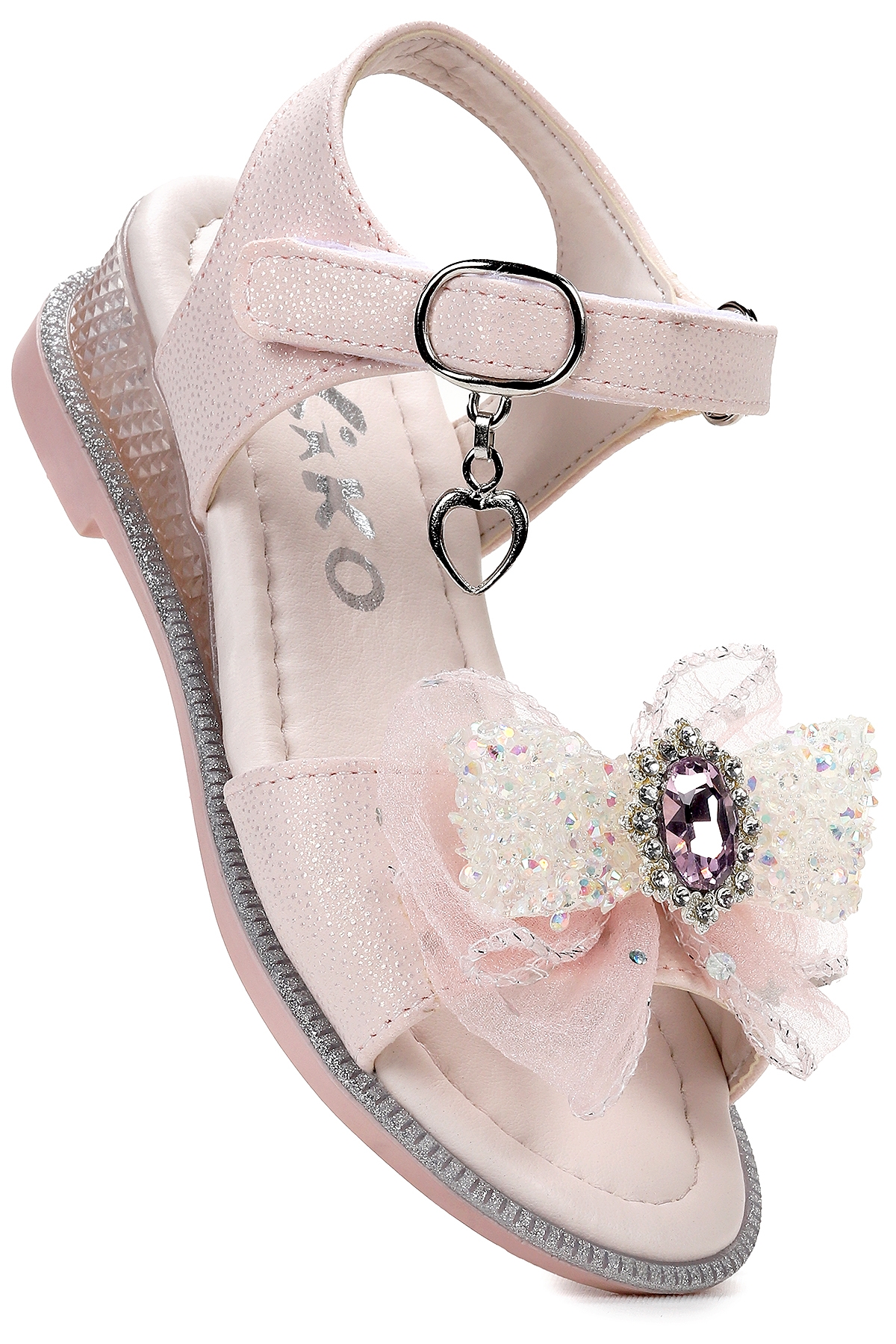 Bufly Fiyonklu Kız Çocuk Sandalet Ayakkabı Pudra - Görsel 4