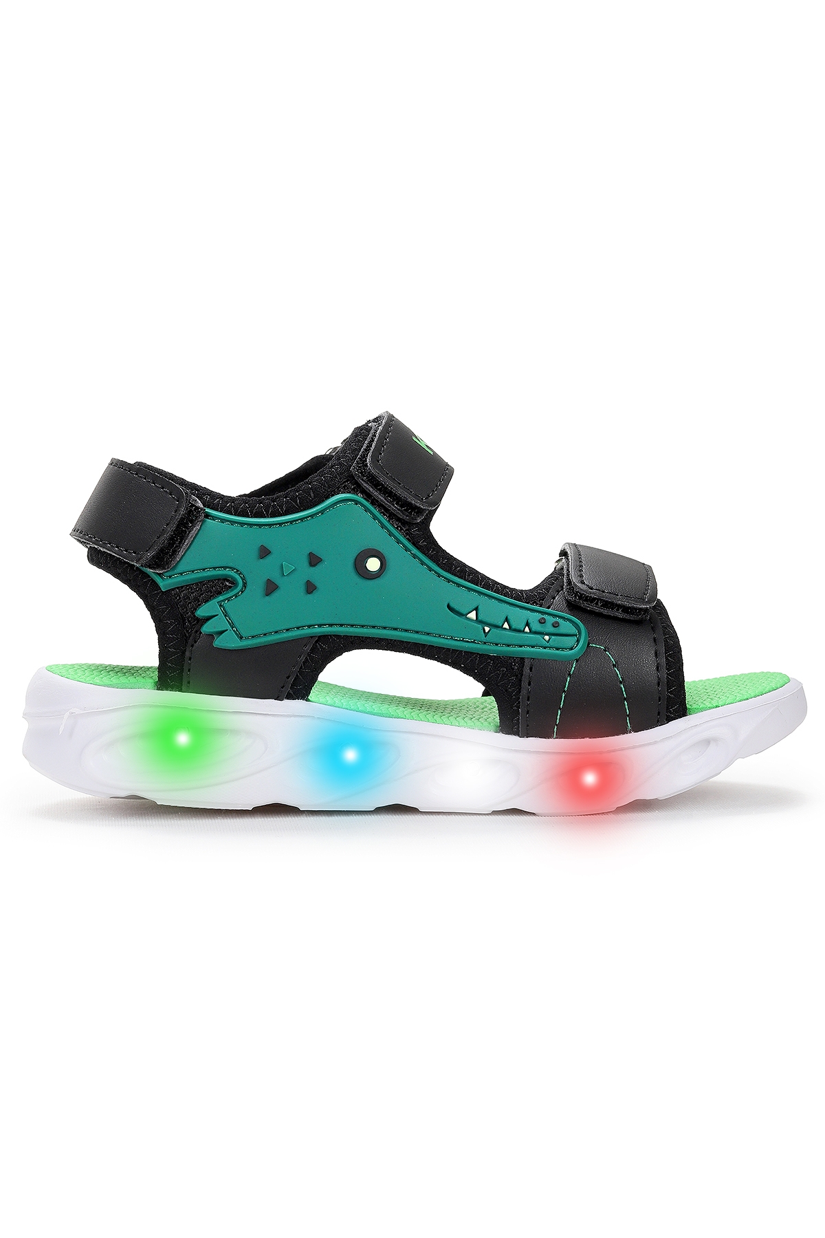 Arnı Günlük Işıklı Cırtlı Erkek Çocuk Sandalet Ayakkabı Siyah - Görsel 2