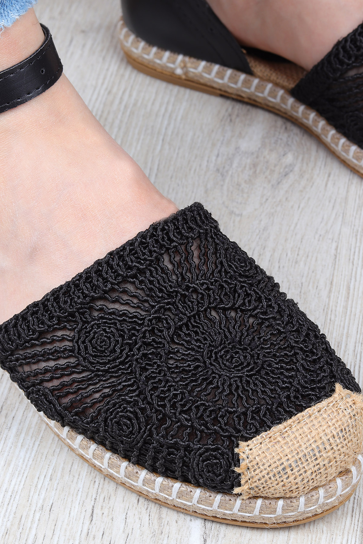 Hasır Örgü Rahat Ayarlanabilir Günlük Kadın Sandalet - Görsel 7