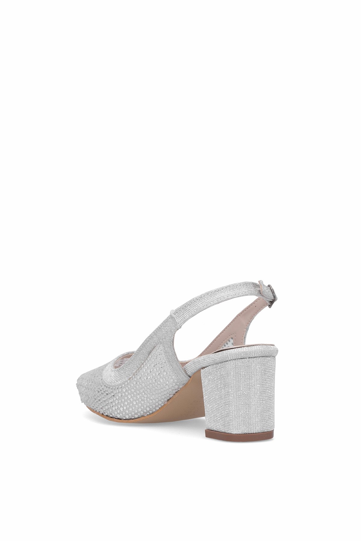 Elit PM309 K4030T Kadın Taşlı Klasik Topuklu Ayakkabı Gümüş - Görsel 5