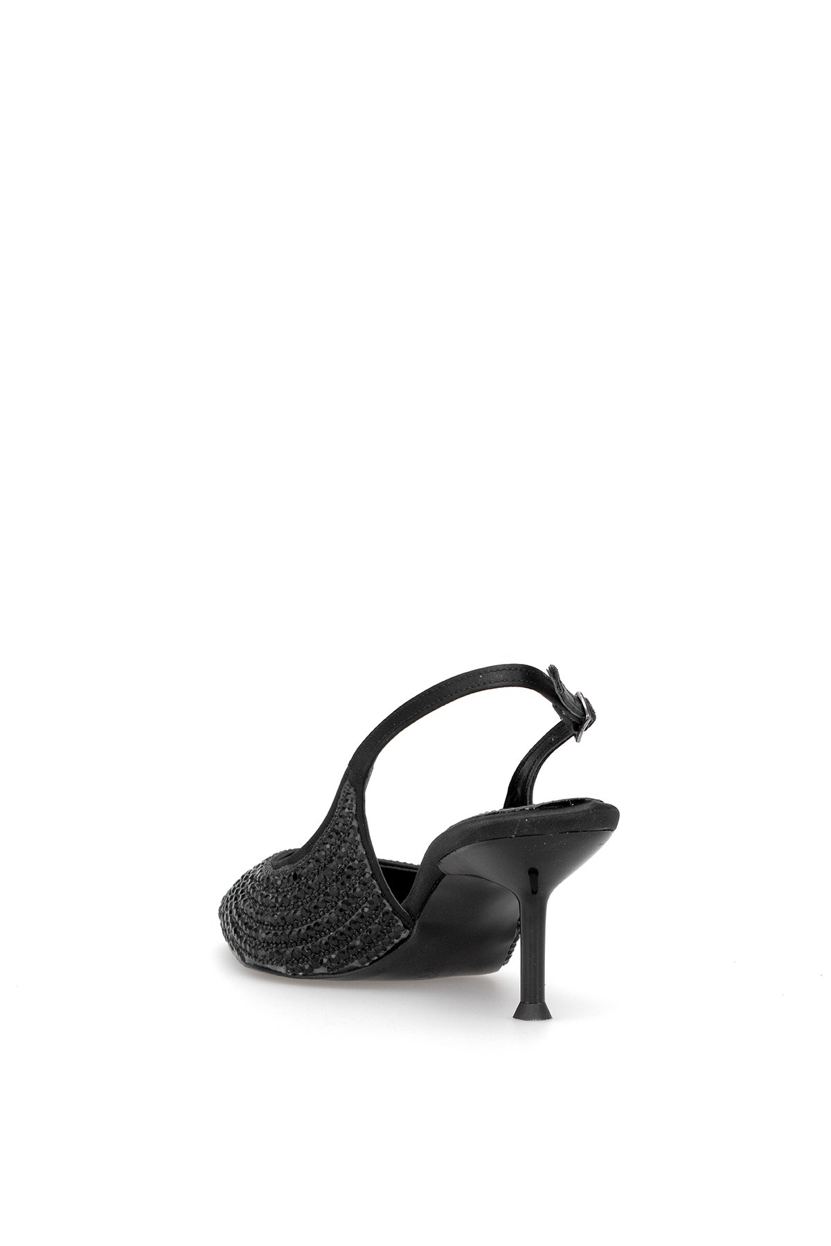 Elit PM486 K210-1 Kadın Taşlı Klasik Topuklu Ayakkabı Siyah - Görsel 5