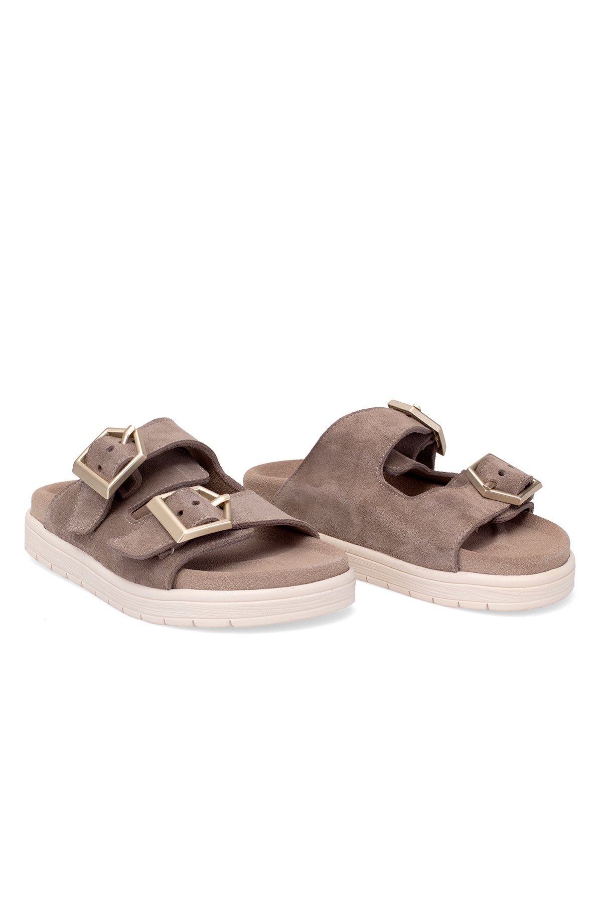 Elit Amoretta Kadın Hakiki Deri Düz Terlik Vizon - Görsel 2