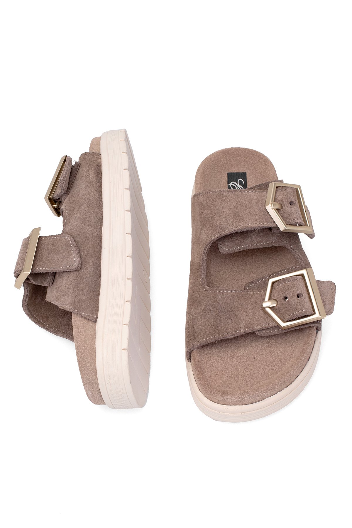 Elit Amoretta Kadın Hakiki Deri Düz Terlik Vizon - Görsel 7