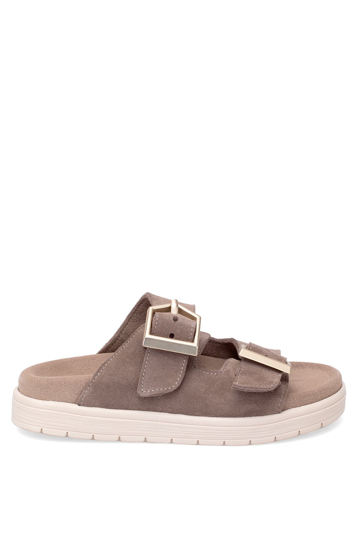 Elit Amoretta Kadın Hakiki Deri Düz Terlik Vizon - Görsel 9