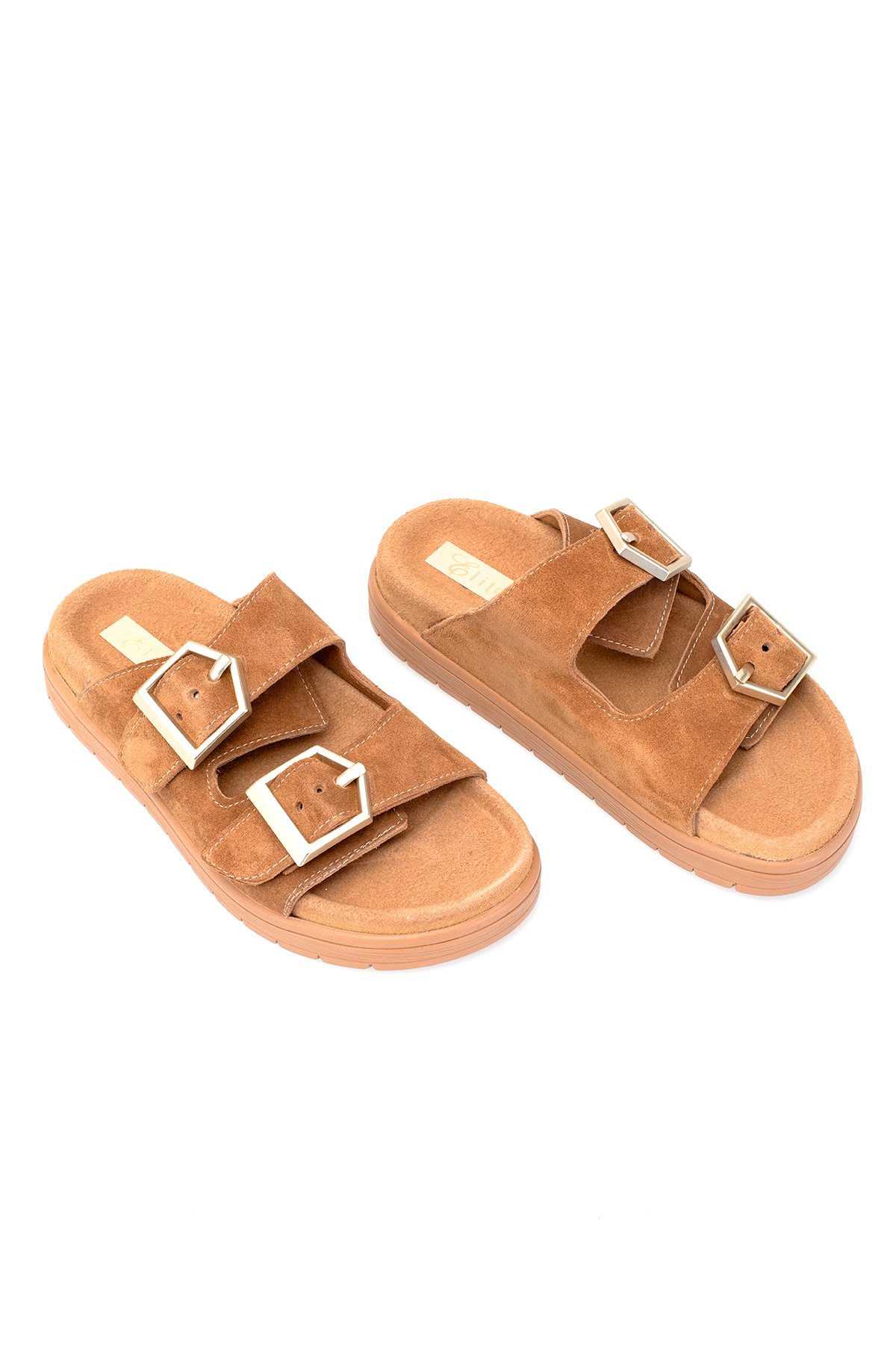 Elit Amoretta Kadın Hakiki Deri Düz Terlik Taba - Görsel 6