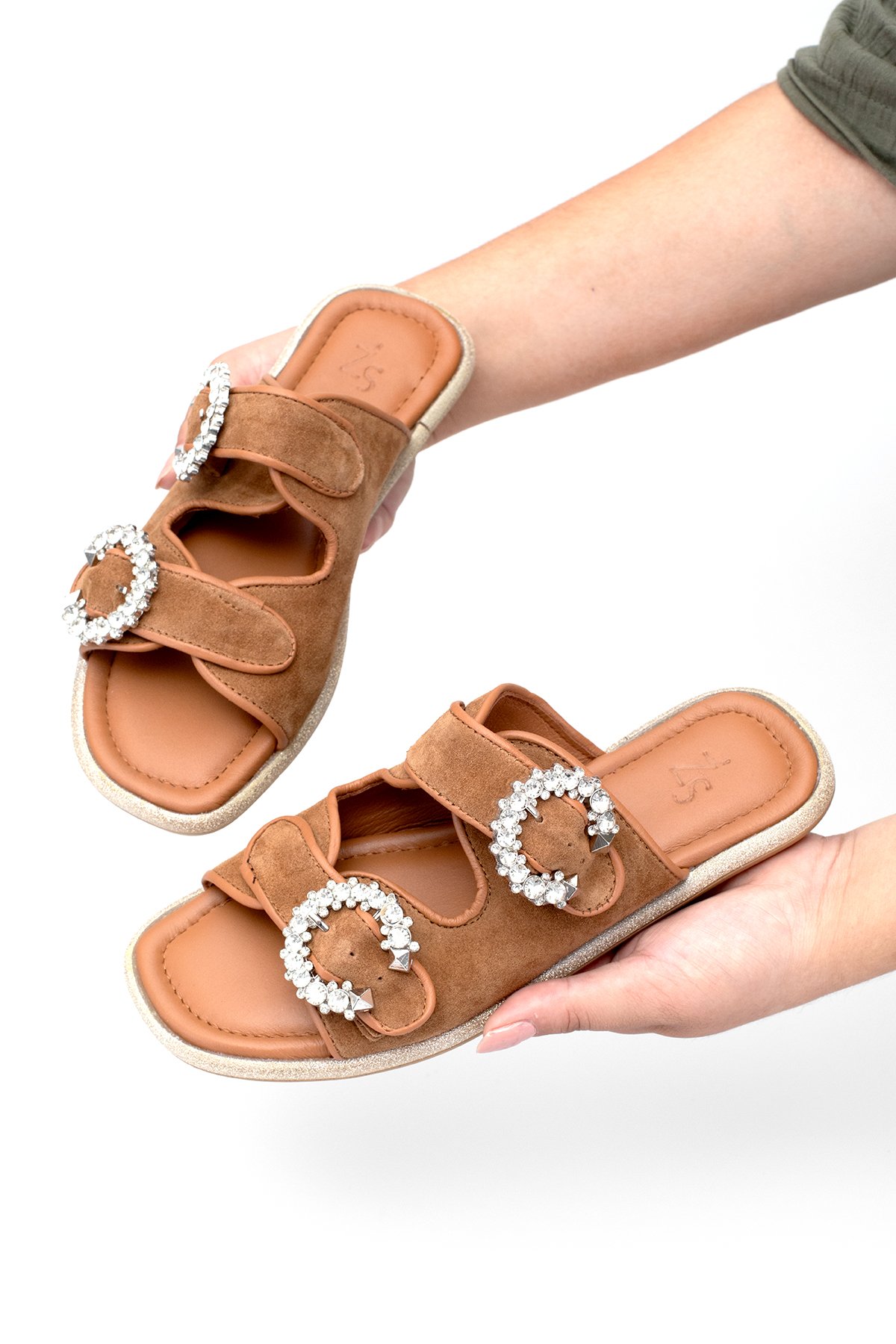 Elit Meliora Kadın Hakiki Deri Düz Terlik Taba - Görsel 6