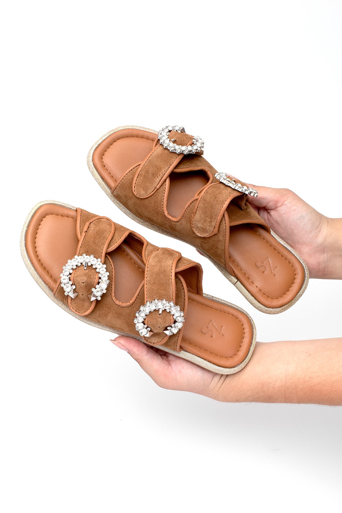 Elit Meliora Kadın Hakiki Deri Düz Terlik Taba - Görsel 9