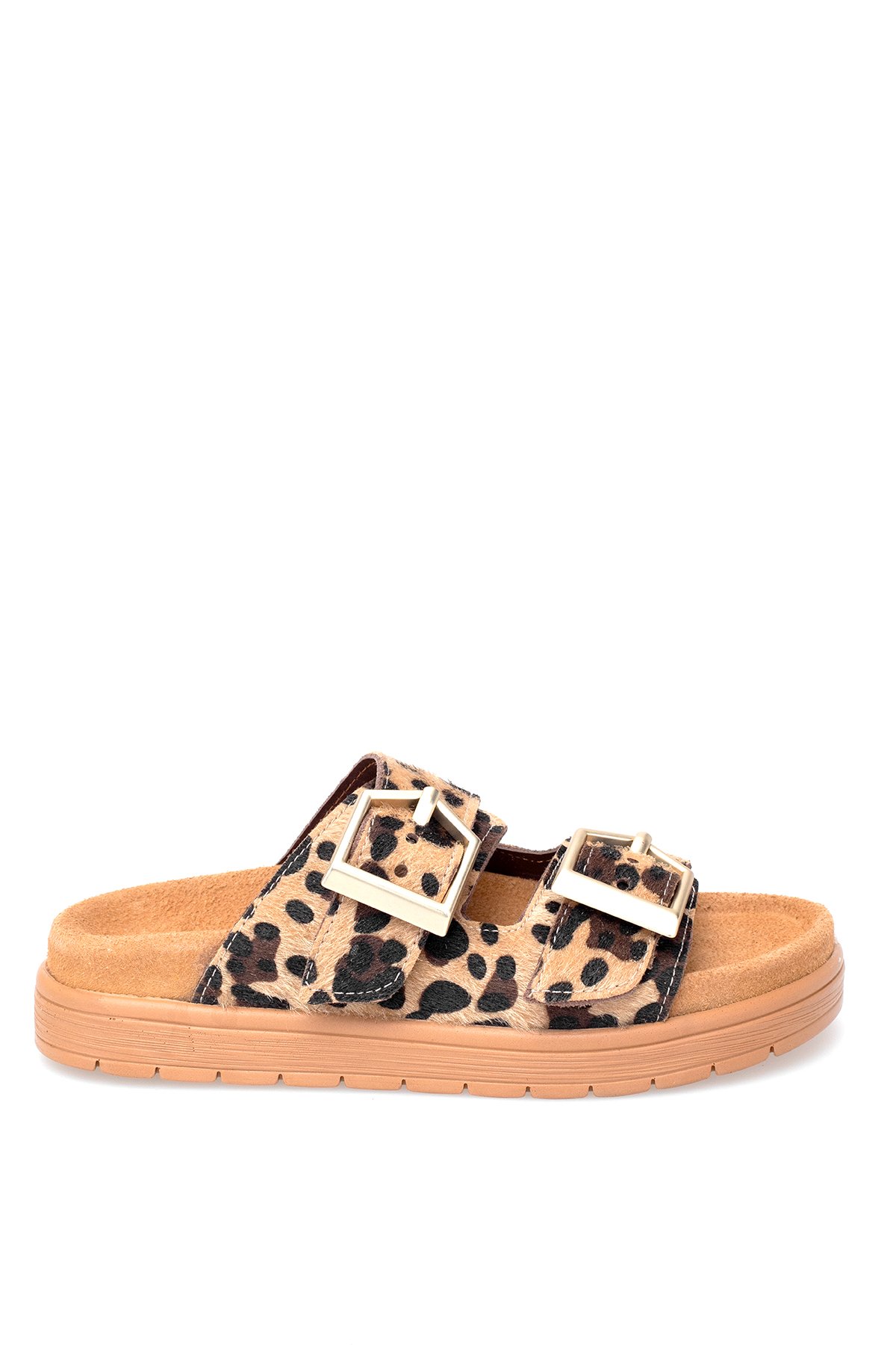 Elit Amoretta Kadın Hakiki Deri Düz Terlik Leopar - Görsel 2