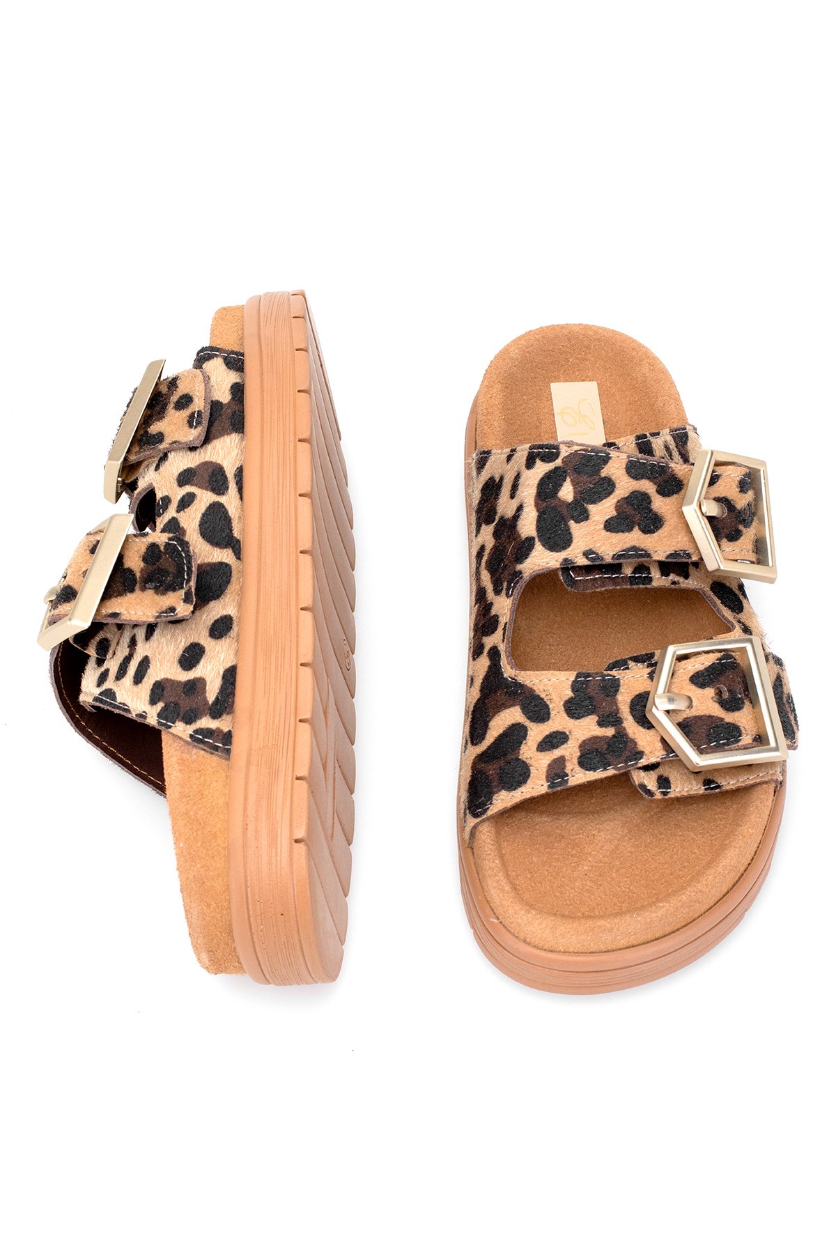 Elit Amoretta Kadın Hakiki Deri Düz Terlik Leopar - Görsel 6