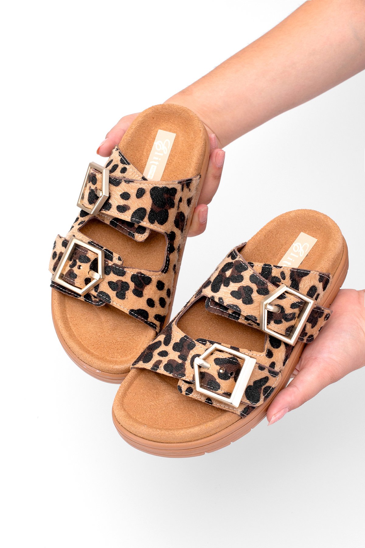 Elit Amoretta Kadın Hakiki Deri Düz Terlik Leopar - Görsel 7