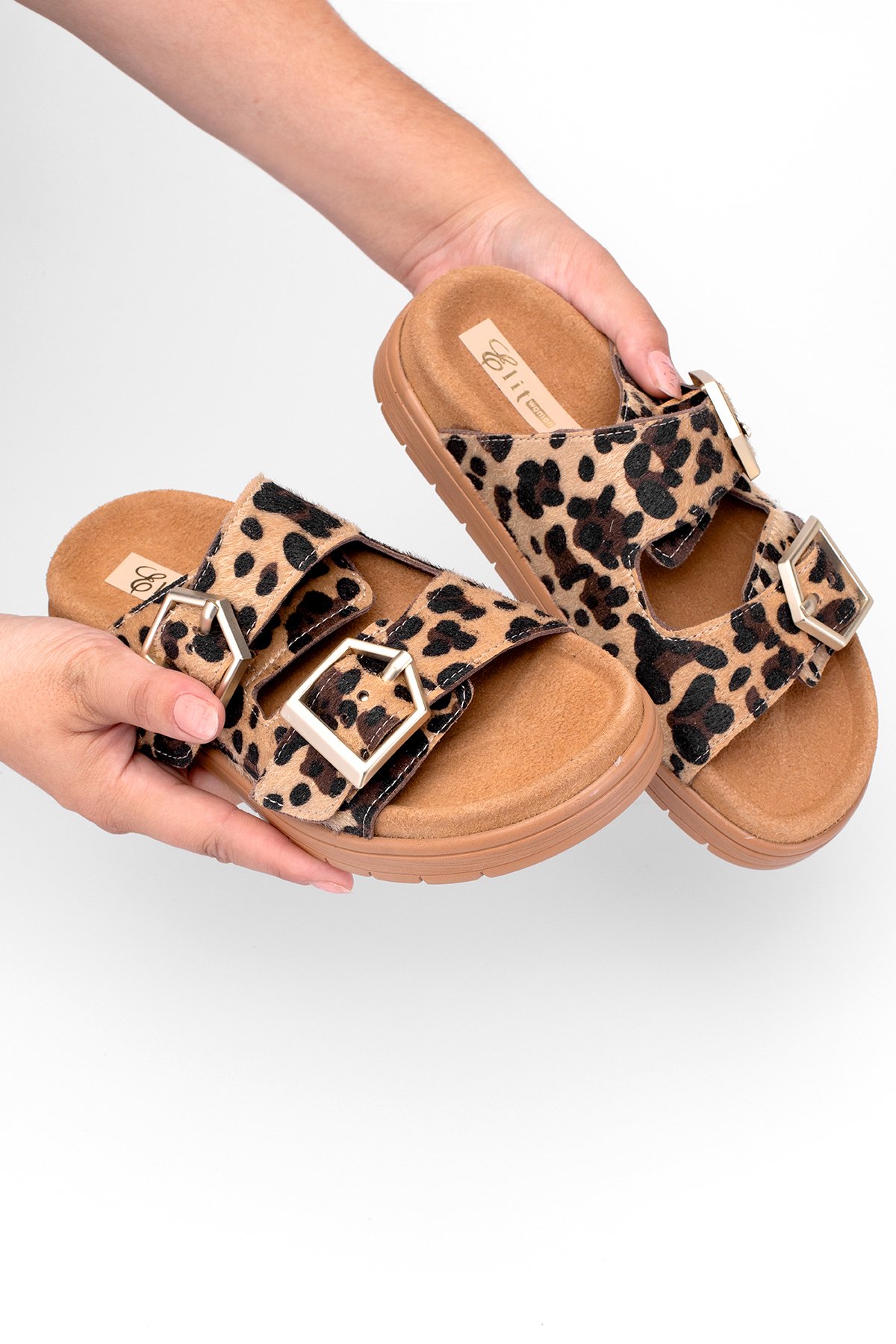 Elit Amoretta Kadın Hakiki Deri Düz Terlik Leopar - Görsel 8