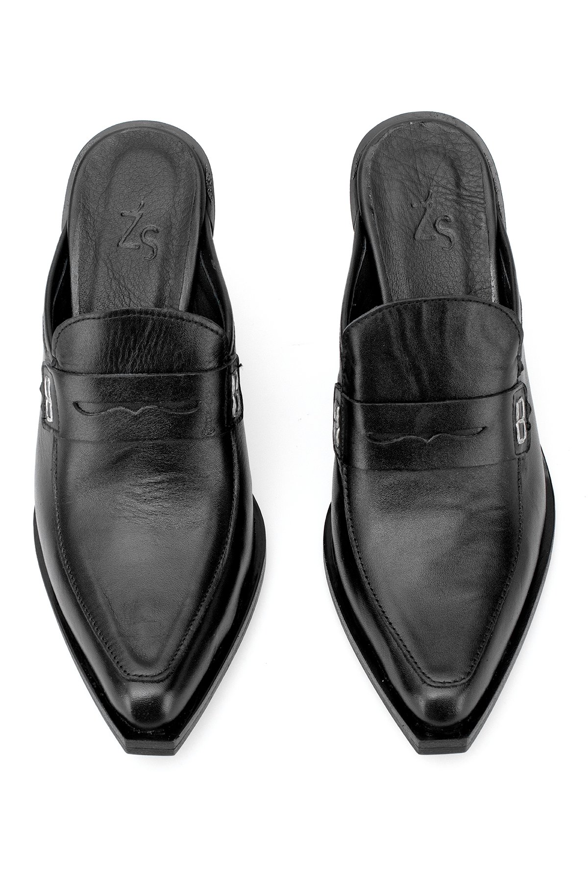 Elit Sienna Kadın Hakiki Deri Topuklu Terlik Siyah - Görsel 5