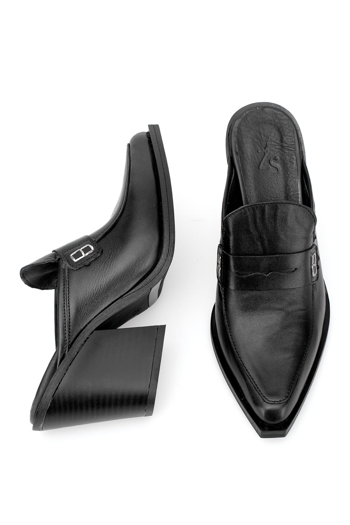 Elit Sienna Kadın Hakiki Deri Topuklu Terlik Siyah - Görsel 6