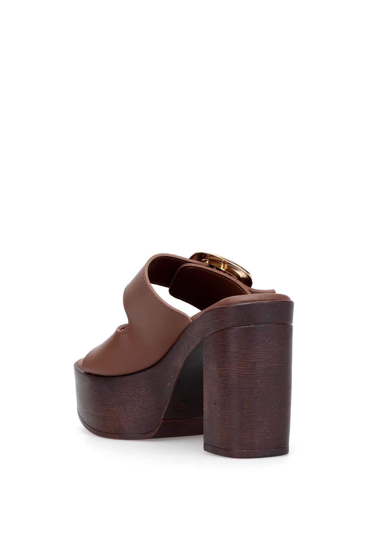 PM183 K766 Kadın Topuklu Terlik Kahverengi - Görsel 5