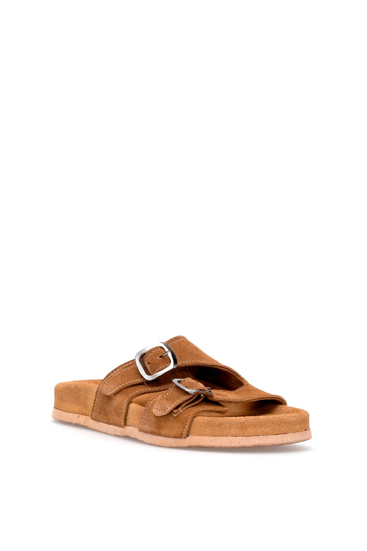 Elit Zeyn 8113 Kadın Hakiki Deri Düz Terlik Taba - Görsel 3