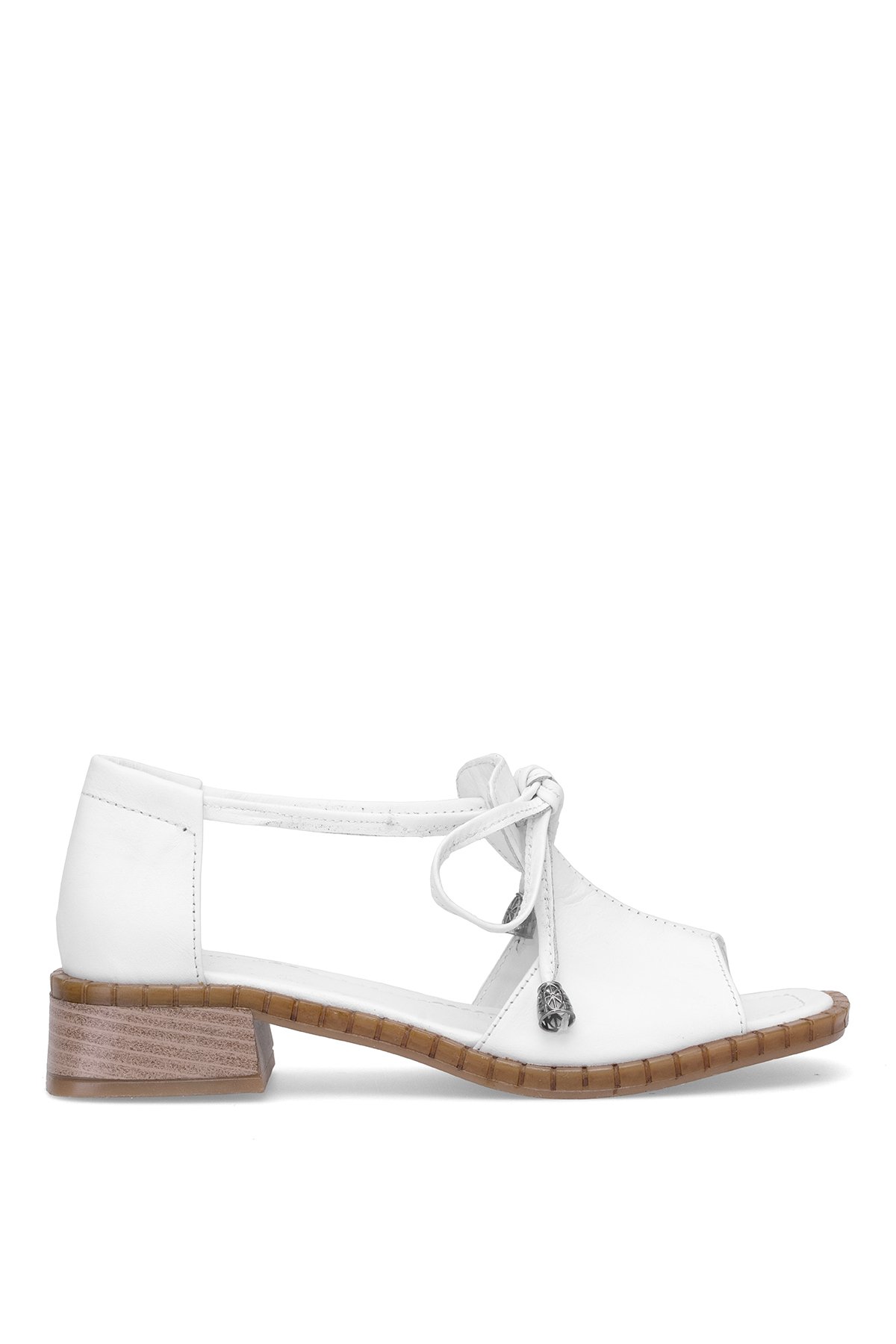Elit Zeyn 8155 Kadın Hakiki Deri Topuklu Sandalet Beyaz - Görsel 2