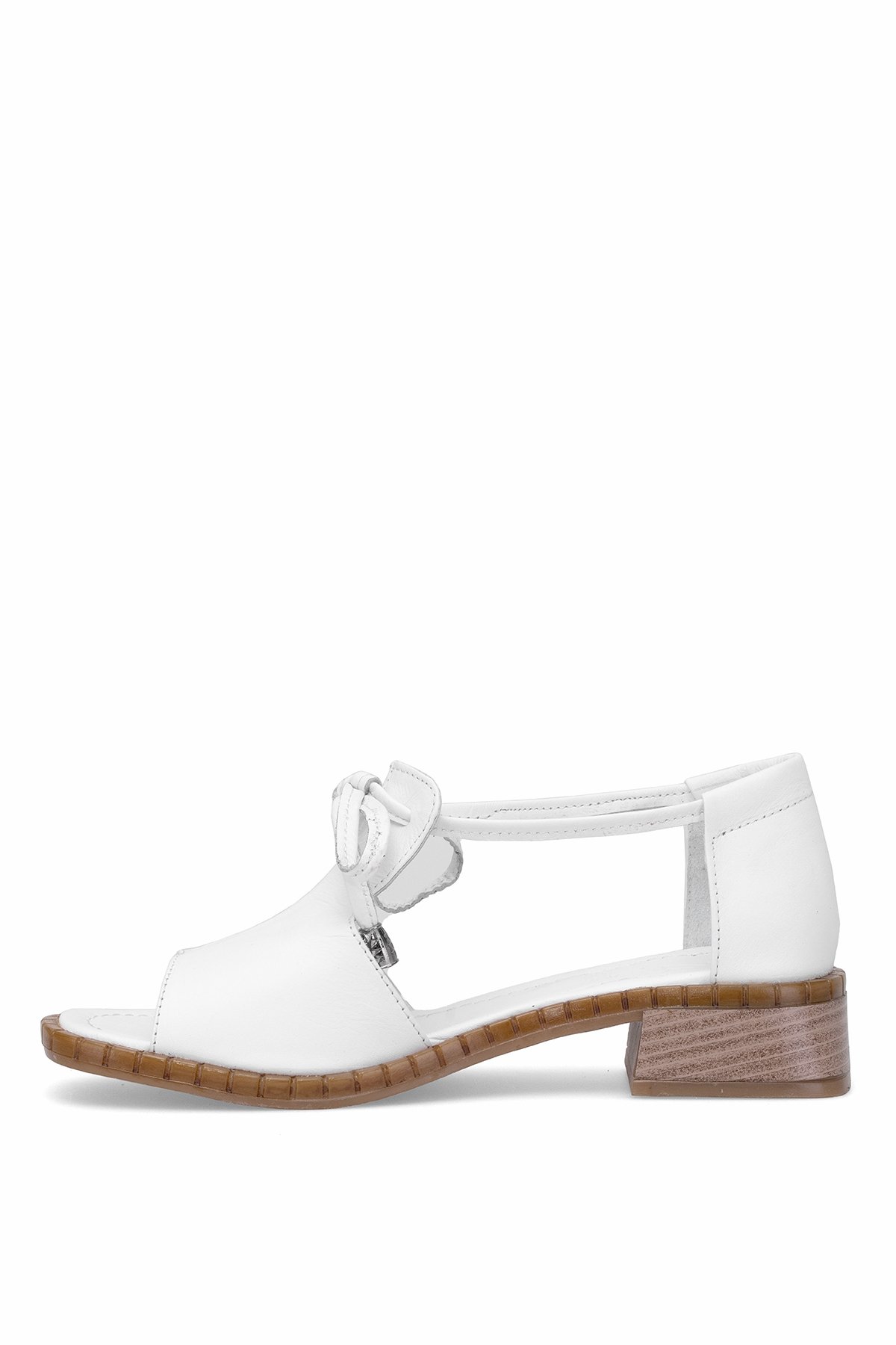 Elit Zeyn 8155 Kadın Hakiki Deri Topuklu Sandalet Beyaz - Görsel 4
