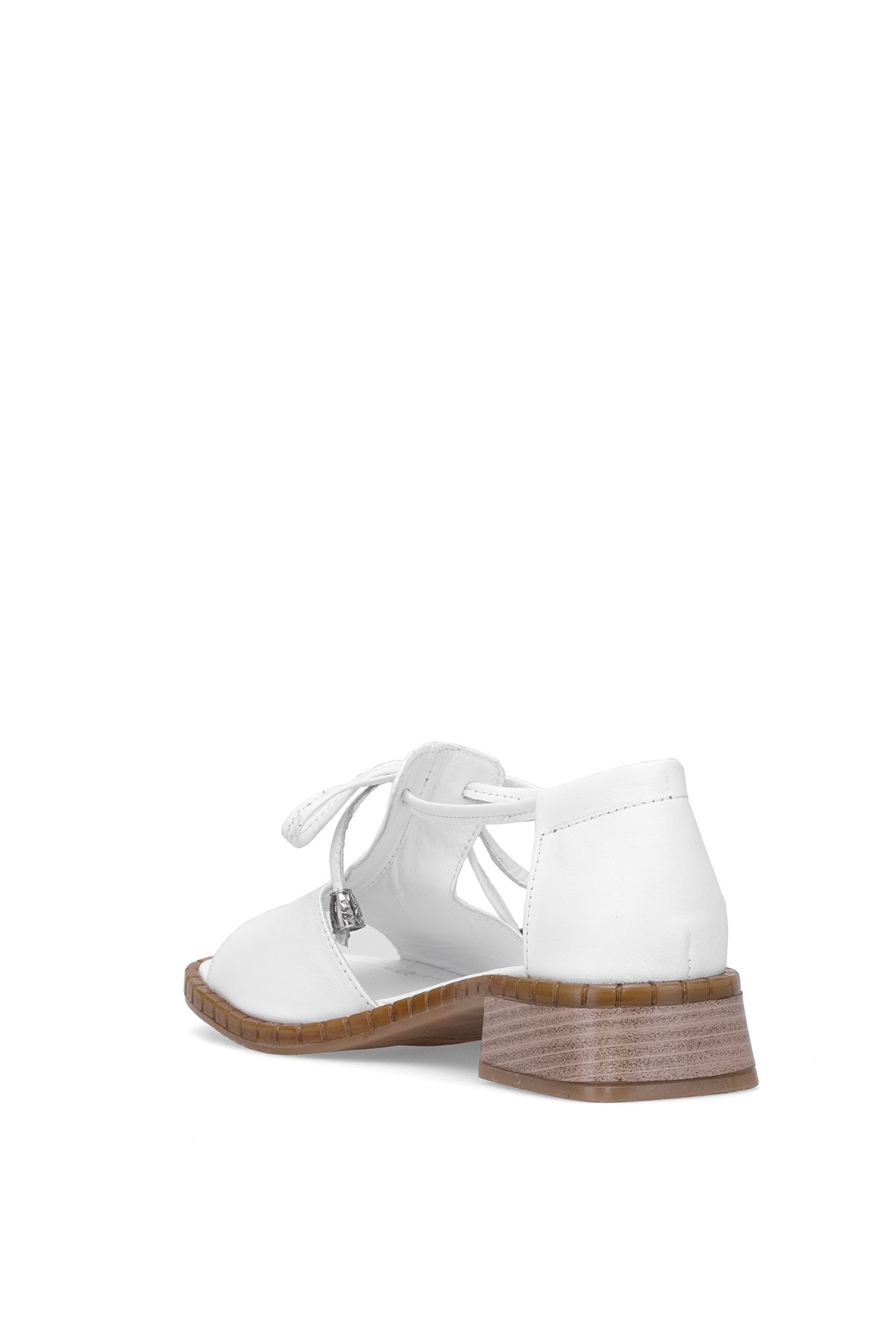 Elit Zeyn 8155 Kadın Hakiki Deri Topuklu Sandalet Beyaz - Görsel 5