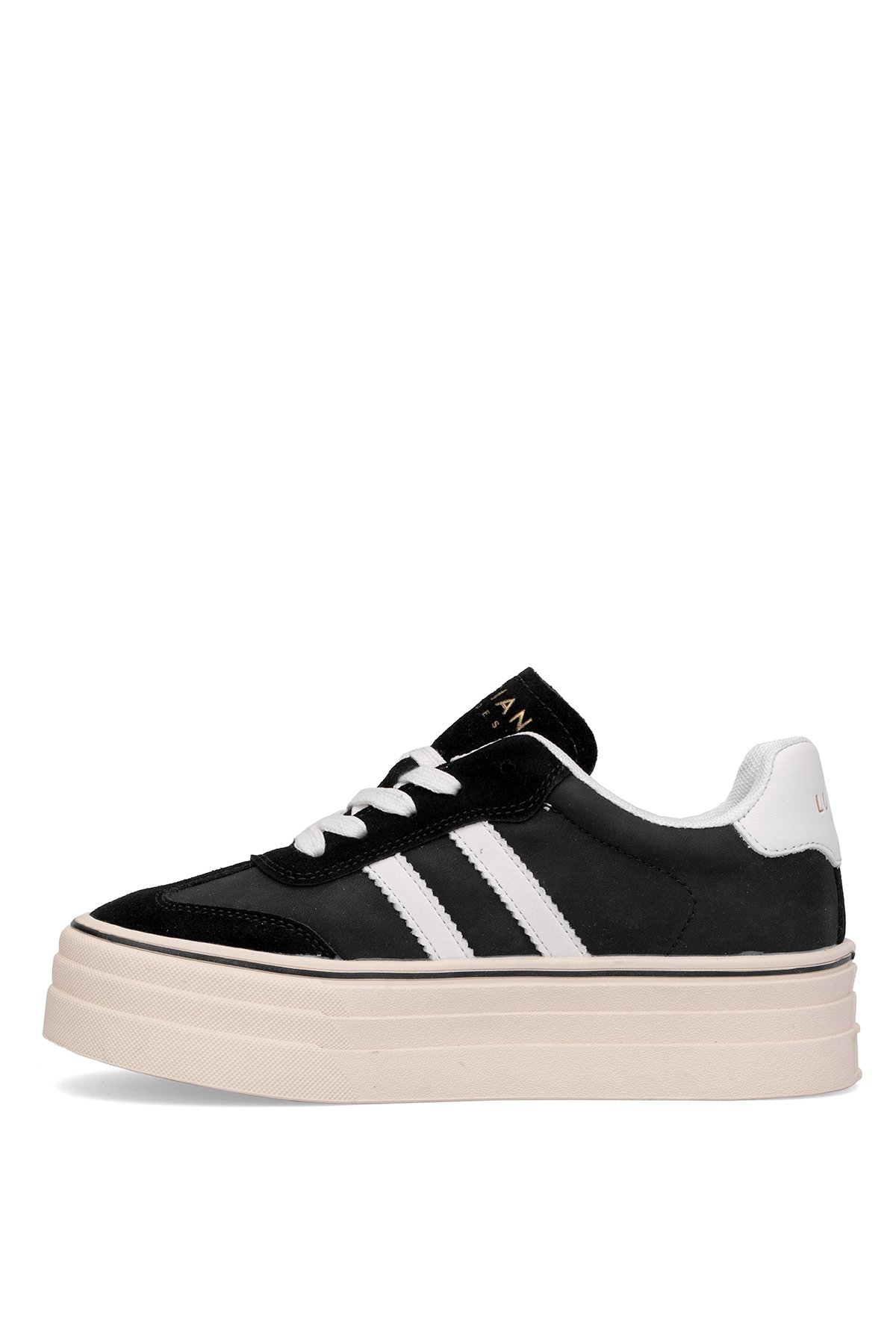 121230025N Angela Kadın Hakiki Deri Klasik Sneaker Siyah - Görsel 4