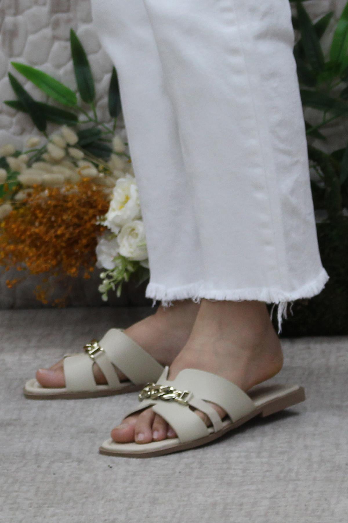 3565 Ten Zarif Şık Günlük Terlik Ev Terliği Kadın Terlik - Görsel 4