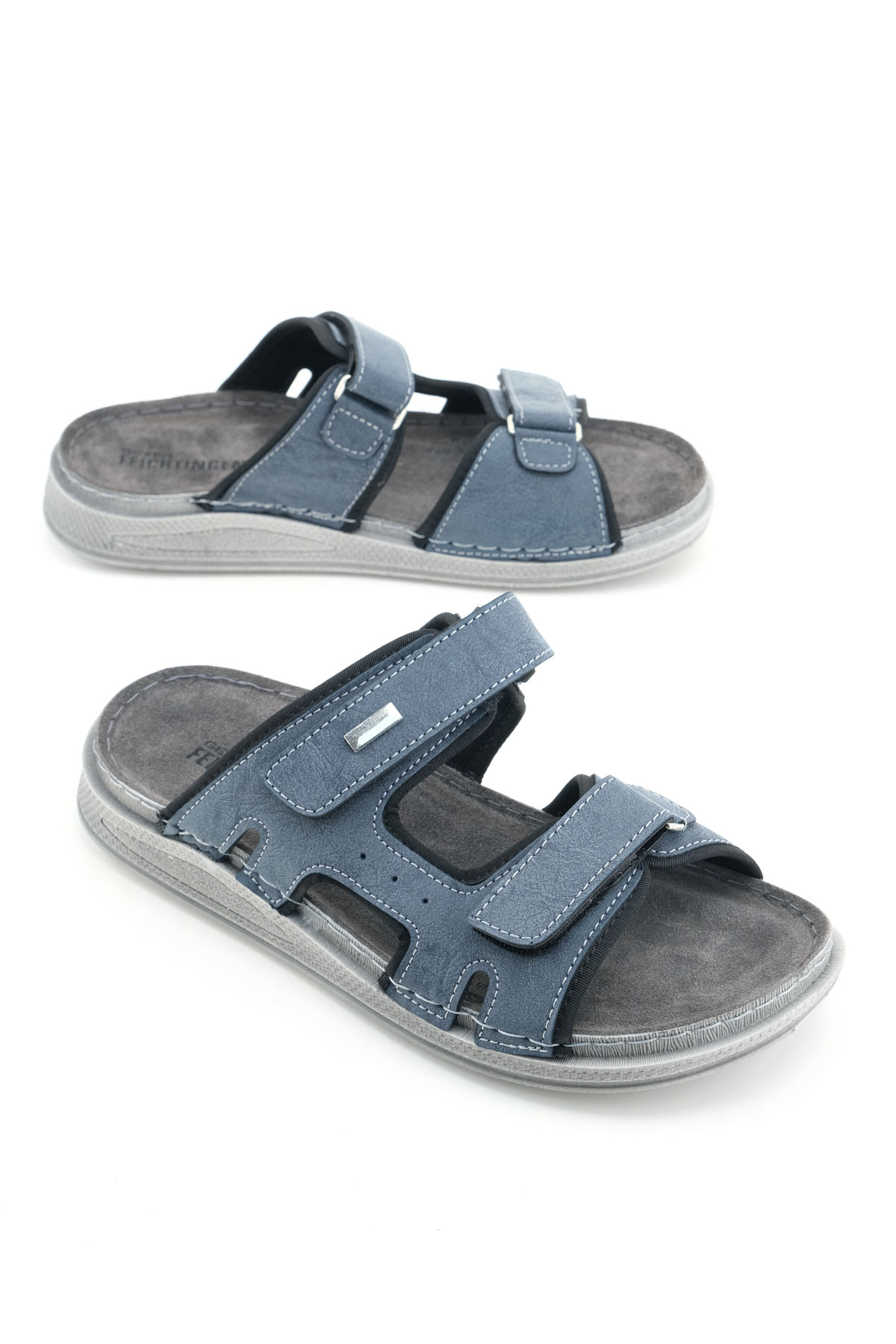 FEICHTINGEN Erkek Yazlık İç Taban Hakiki Deri Çift Cırtlı Ayarlanabilir Rahat Taban Günlük Terlik - Görsel 2